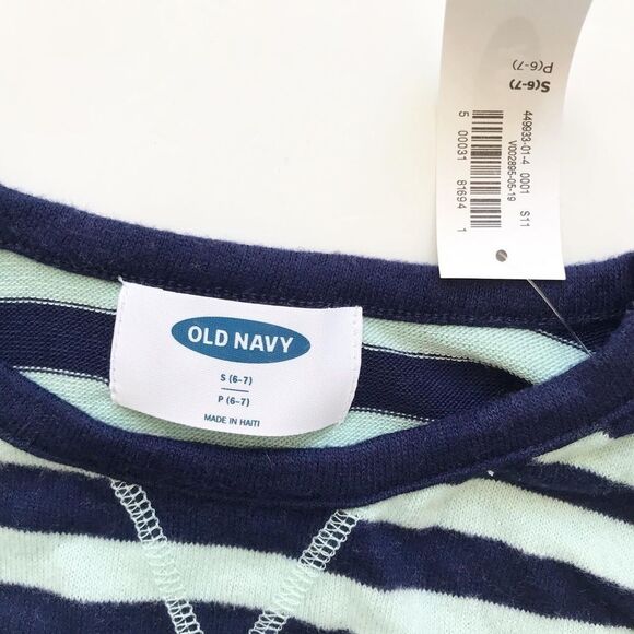 Old Navy NWT mint/navy plush front tie top S(6/7) - Picture 3 of 4